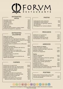 Forum Villajoyosa restaurant menu